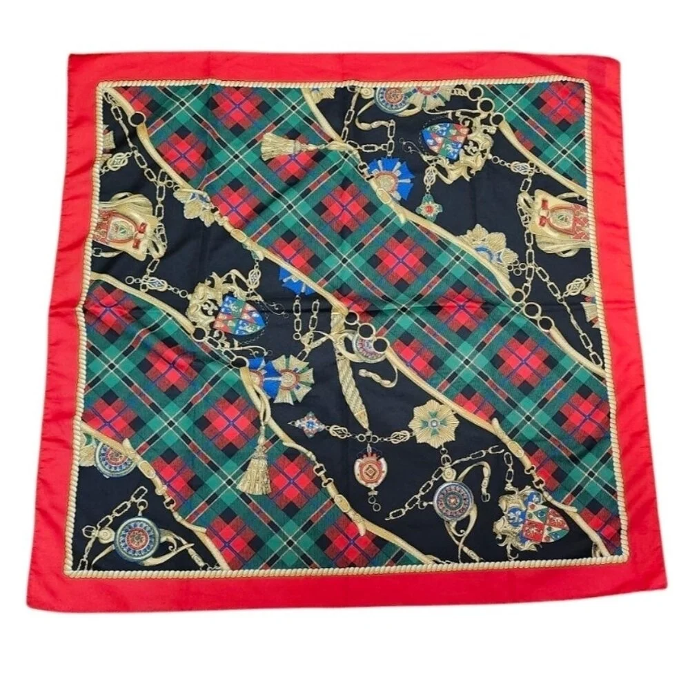 Tie Rack Art Of The Scarf Womens Square Scarf One Size Red Belt Print Italy